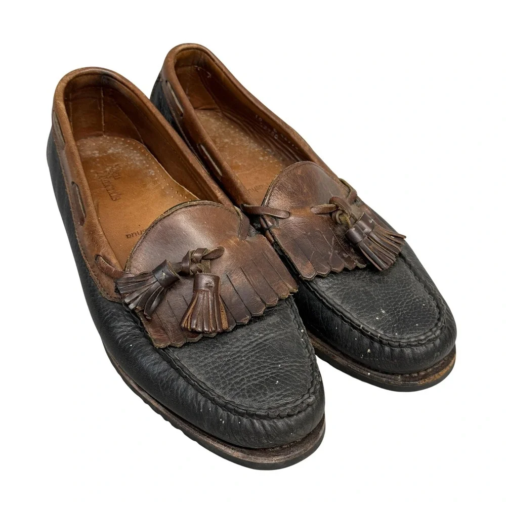 Allen Edmonds Dress Shoes Mens Size 10 Black Brown Nashua Leather Tassel Oxford